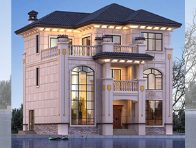 11.7×11.92米 三層歐式別墅 占地面積128.63平方 編號：2023091789